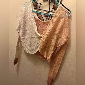 Forever 21 Off-the-Shoulder Sweater in Cream and Pink